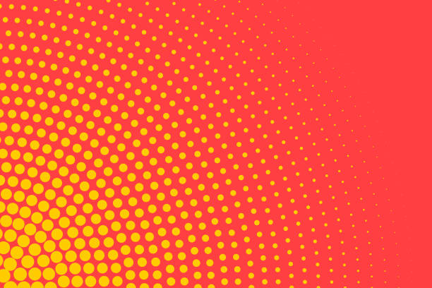 ilustraciones, imágenes clip art, dibujos animados e iconos de stock de semitono circular amarillo - spotted improvement circle halftone pattern