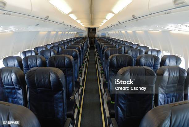 Empty Aircraft Interior Stock Photo - Download Image Now - Seat, Vehicle Seat, Air Vehicle