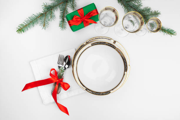 istock Close up beautiful Christmas table setting with decorations 1341898275