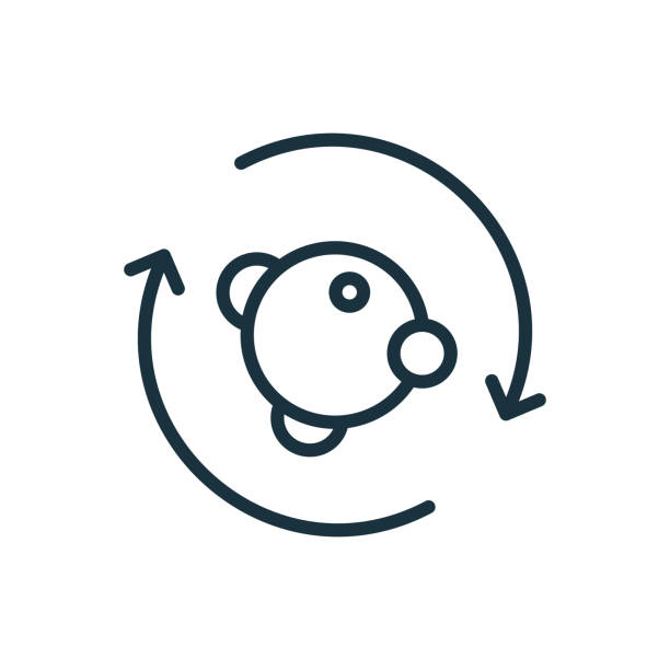 bildbanksillustrationer, clip art samt tecknat material och ikoner med process of metabolism, symbiosis line icon. element of bio science engineering linear pictogram. circle and molecule metabolism concept outline icon. editable stroke. isolated vector illustration - metabolism