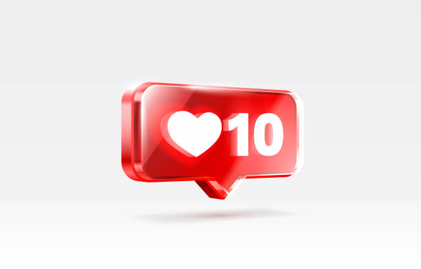 istock Heart 10 like icon, sign follower 3d banner, love post social media. Vector 1341900322
