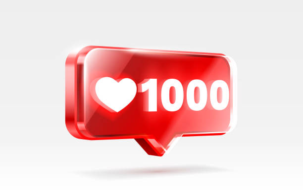istock Heart 1000 like icon, sign follower 3d banner, love post social media. Vector 1341900323