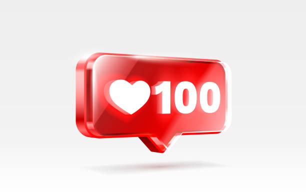 istock Heart 100 like icon, sign follower 3d banner, love post social media. Vector 1341900325