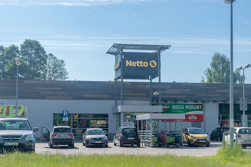 Garwolin, Poland - June 15, 2021: Netto Danish discount supermarket.