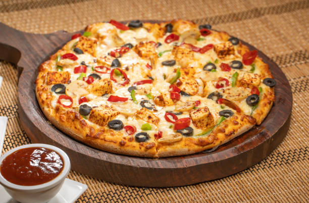 Chinese Food veg Pizza stock photo