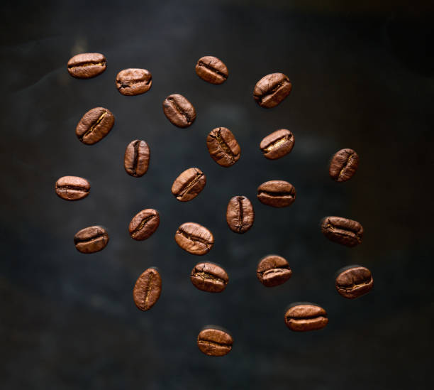 istock Freshly roasted coffee beans on a gray abstract background 1341905482