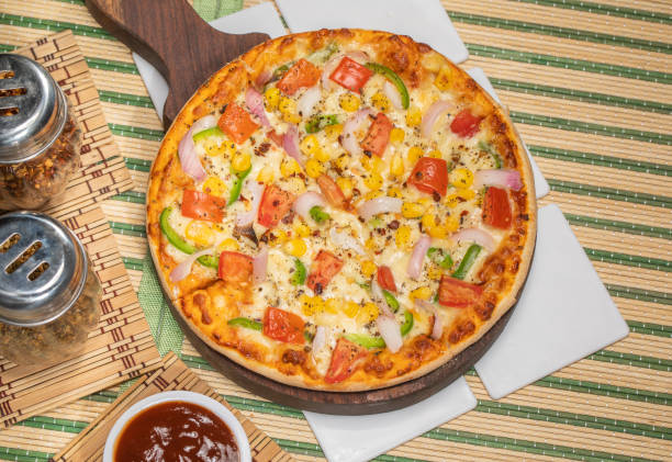 Chinese Food veg Pizza stock photo