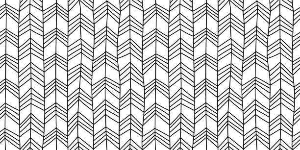 illustrations, cliparts, dessins animés et icônes de motif de chevron sans soudure à main levée - uneven in a row striped pattern