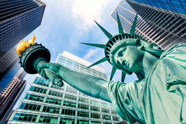 istock Liberty Statue and skyscrapers New York 1341913700