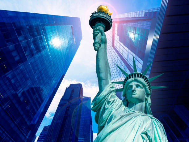 istock Liberty Statue and skyscrapers New York 1341914329