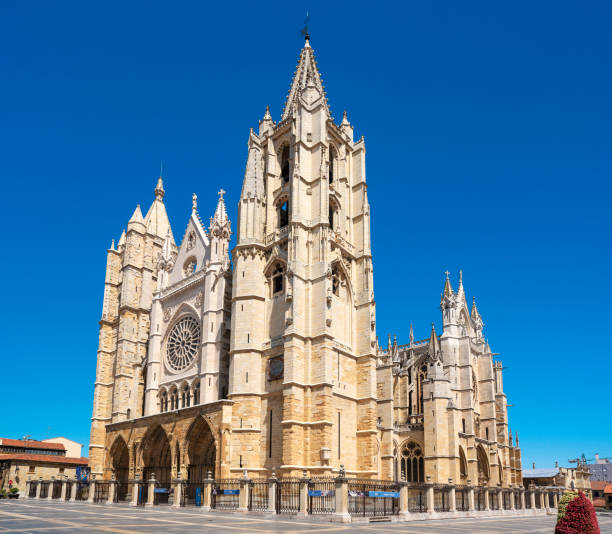 The Santa Maria de Leon Cathedral in downtown Leon, Spain.