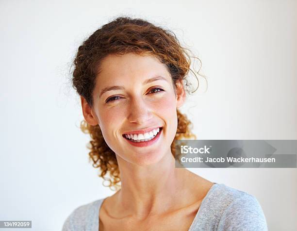 Her Perfect Smile Stock Photo - Download Image Now - Women, White Background, Smiling