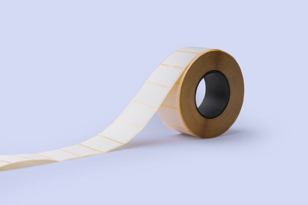 istock Blank sticky label  roll for thermal transfer printing 1341923435