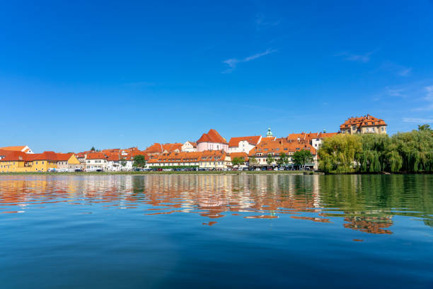 Beautiful reflection view of Lent district in Maribor Slovenia