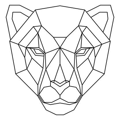 Abstract polygonal head of cheetah. Geometric vector illustration.