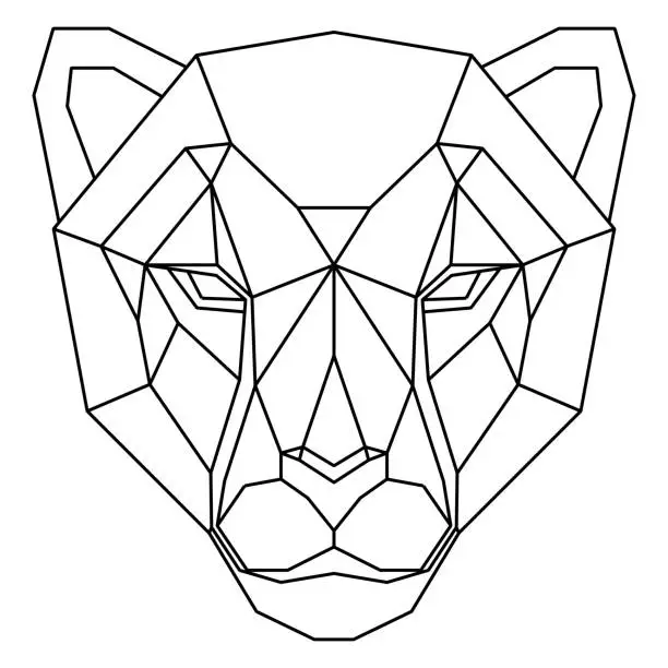 Vector illustration of Abstract polygonal head of cheetah. Geometric illustration. Vector.