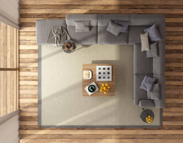 istock Top view of a modern living room with large sofa 1341926015