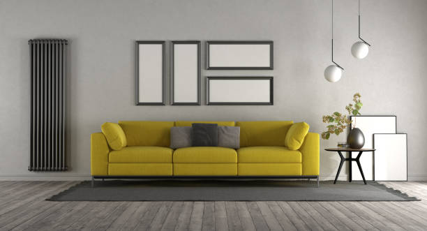 istock Yellow sofa in a minimalist interior 1341926101