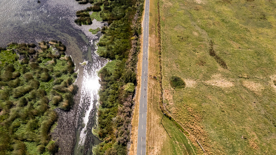 High quality stock aerial photos of Sherman Island in the Sacramento Delta with the San Joaquin River.