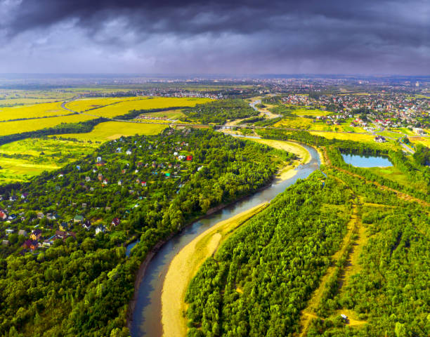 istock Lakes and sunflowers 1341928969