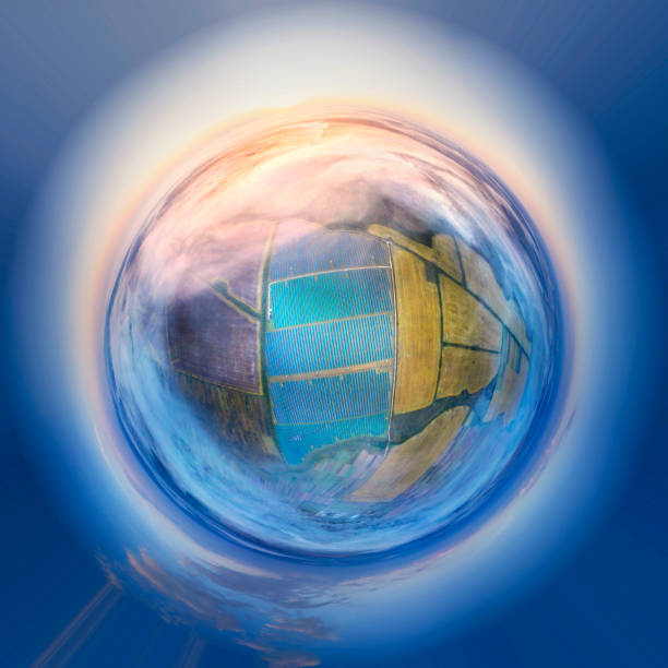 istock Solar panels and fog. 1341929048