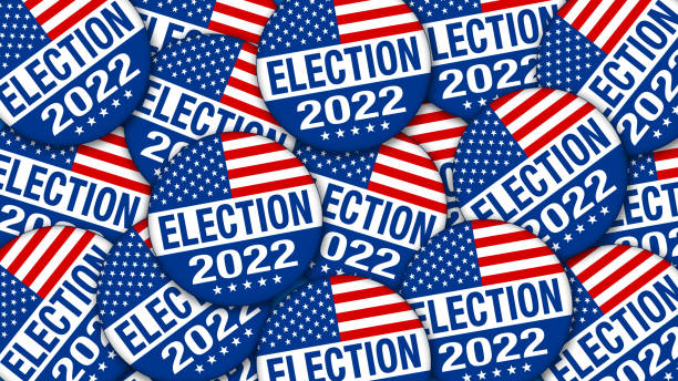 2022 Election campaign buttons - Illustration 2022 Election campaign buttons with the USA flag - Illustration political rally stock illustrations