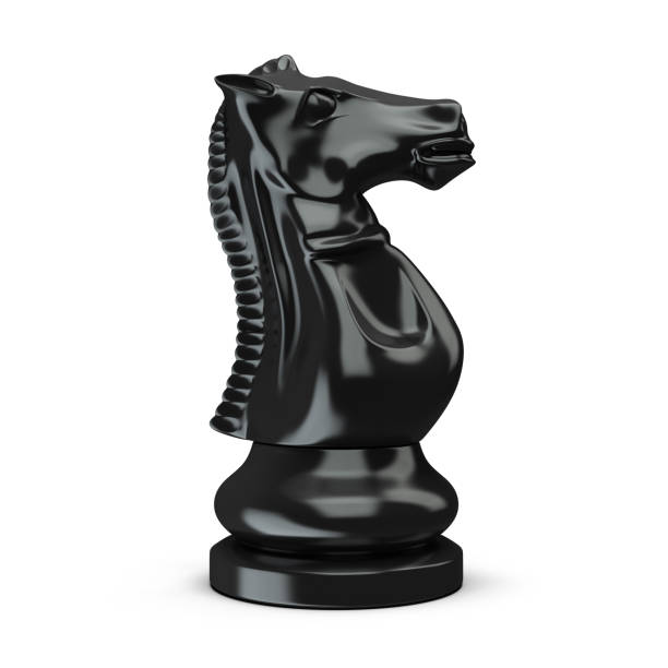 3d black knight, horse high resolution 3d render,Isolated On White knight chess piece stock pictures, royalty-free photos & images