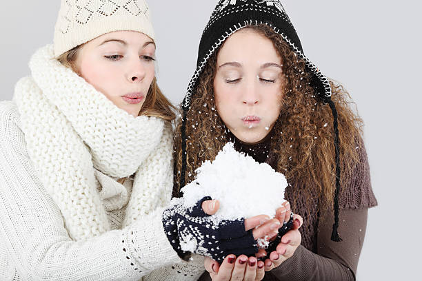 blowing snow stock photo