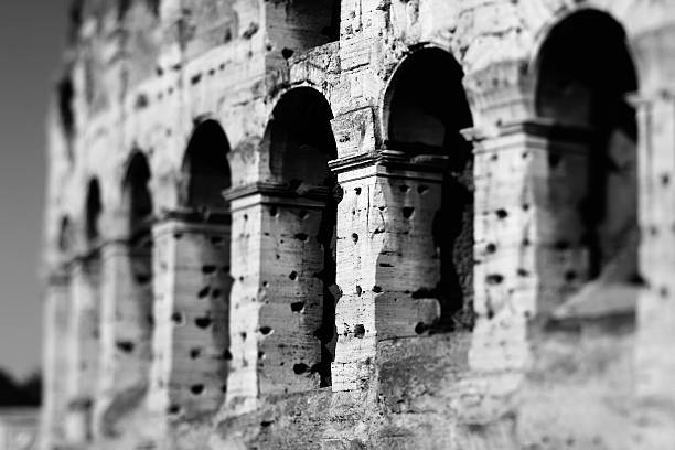 istock Monochrome Coliseum of Rome through tilt shift lens 134194344