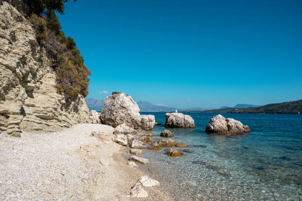istock Pebble rocky beach on Lefkada island in Greece 1341943912