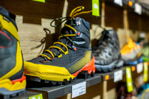 istock Close up on mountaineering shoe 1341947717