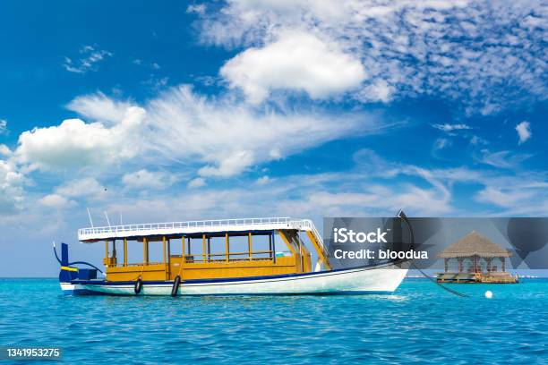 Gazebo At Tropical Paradise Beach Stock Photo - Download Image Now - Dhoni, Maldives, Hawaii Islands