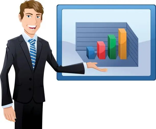 Vector illustration of business man and flipchart 1