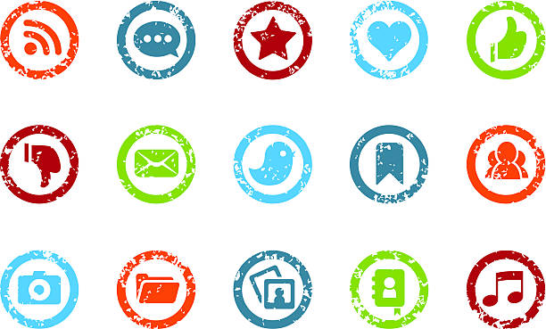 Social media - grunge icons vector art illustration