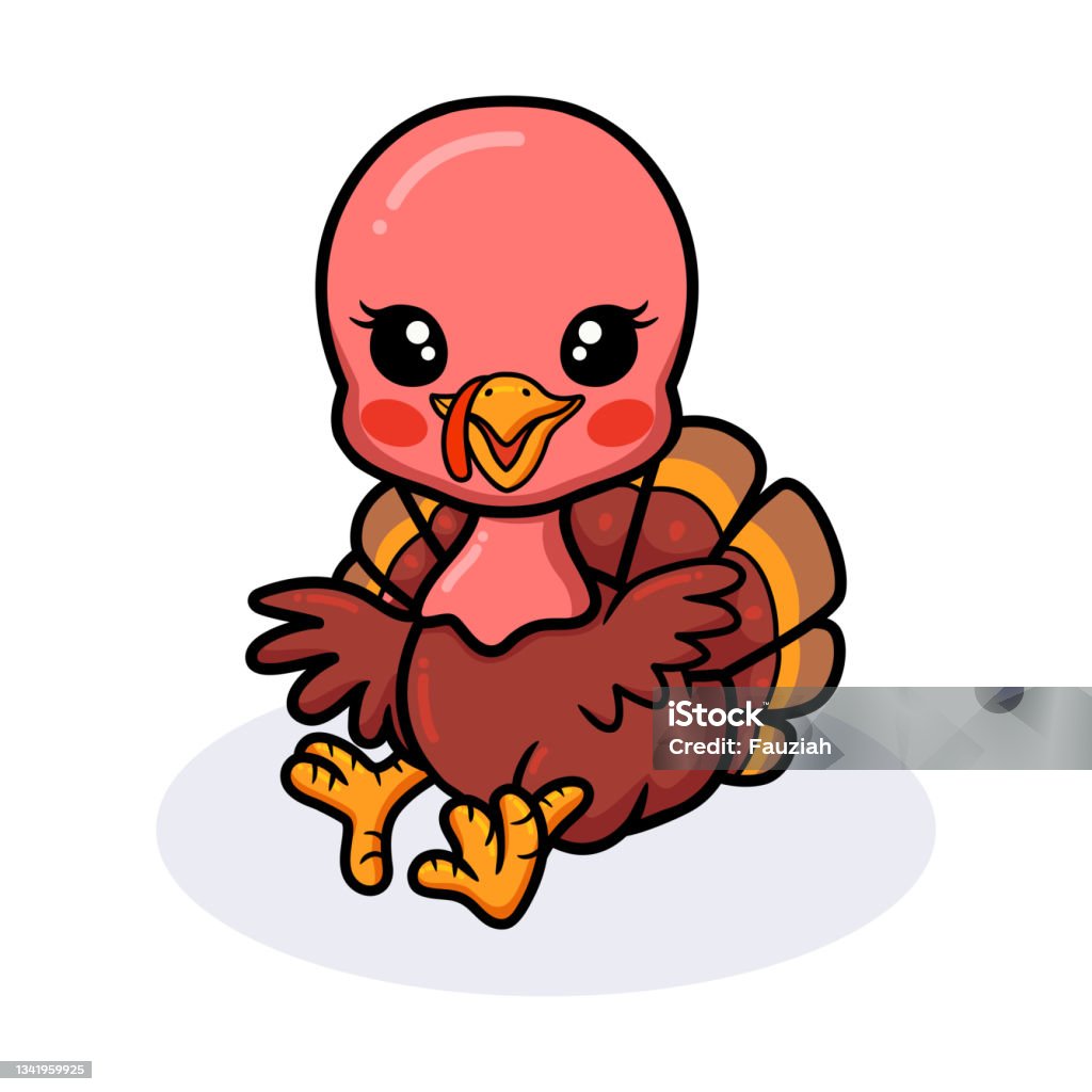 Cute Baby Turkey Cartoon Sitting Stock Illustration - Download Image Now -  Animal, Animal Wildlife, Autumn - iStock