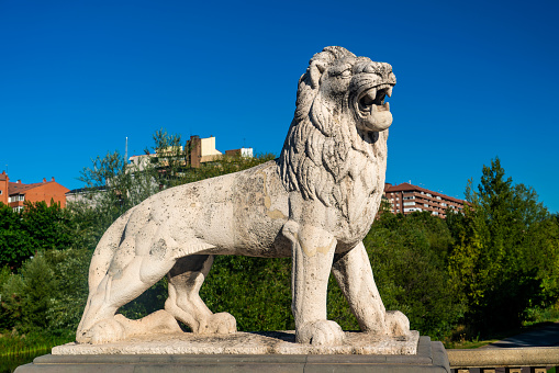 An old lion fountain in a Lebanese Village.