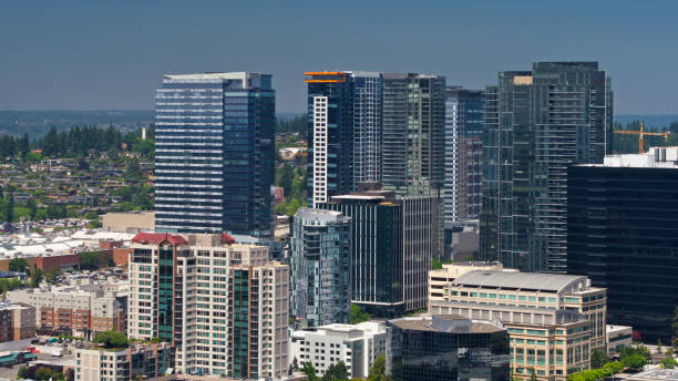 istock Downtown High Rises in Bellevue, Washington - Aerial 1341966302