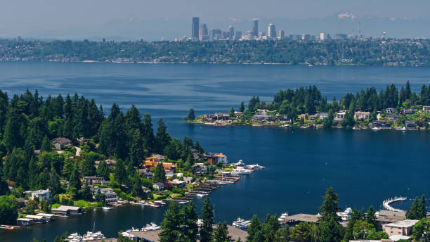 istock Drone Shot of Meydenbauer Bay in Bellevue 1341966307