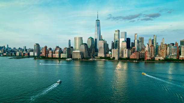 istock Drone View Across Hudson River Towards Lower Manhattan 1341973528