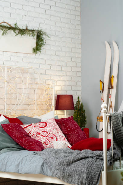 istock Bedroom decorated for Christmas time close up 1341973585