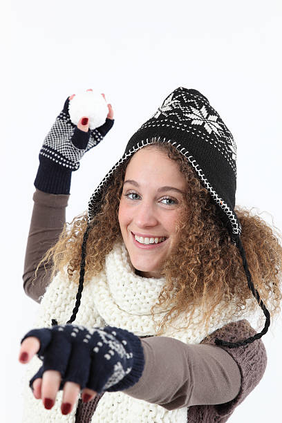 Snowball fight stock photo