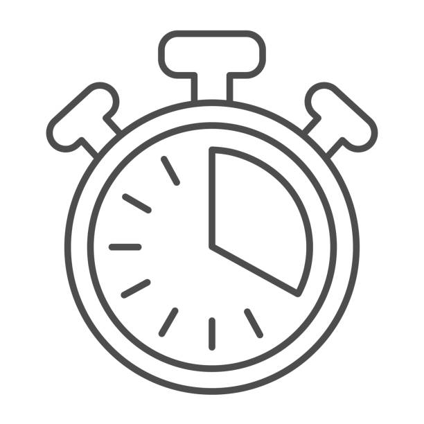 illustrations, cliparts, dessins animés et icônes de chronomètre avec boutons, 20 secondes, minuterie, icône de ligne mince du chronomètre, concept de temps, signe vectoriel d’horloge sur fond blanc, icône de style de contour pour concept mobile et conception web. graphiques vectoriels. - number 20 minute hand stopwatch vector