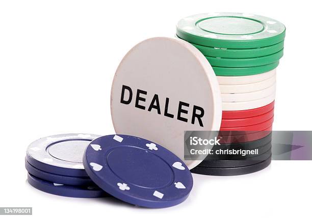 Chip Di Poker - Fotografie stock e altre immagini di Bianco - Bianco, Blu, Casinò