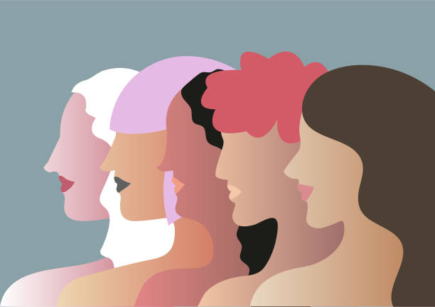 уникальное изображение людей сбоку - человеческий волос stock illustrations