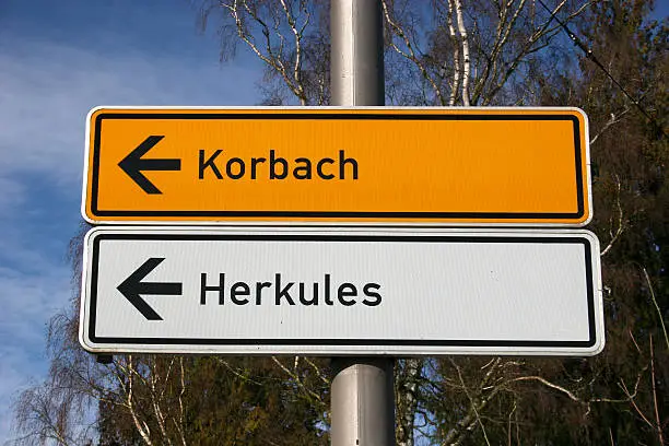 Street signs in Kassel (Germany), direction Korbach