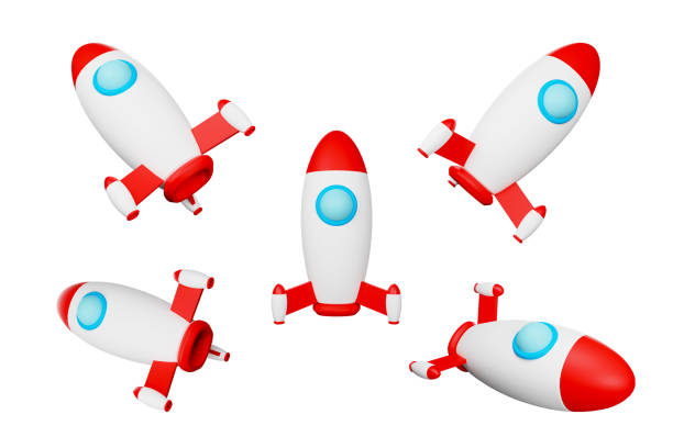 istock Collection multiple view of rocket on white background isolated with clipping path included. 3d render illustration 1341989760