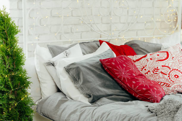 istock Bedroom decorated for Christmas time close up 1341990565