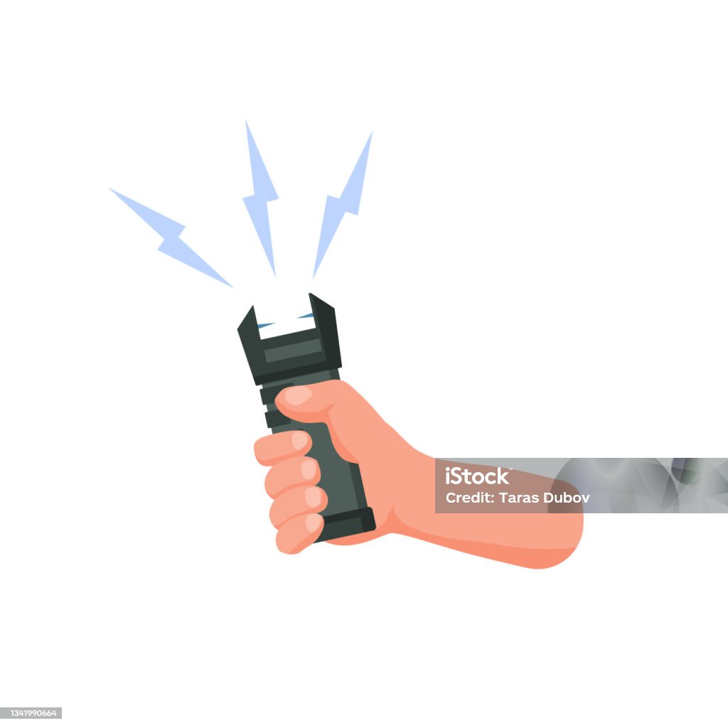 Ilustración de Choque Eléctrico De Mano Autodefensa Y Una Pistola  Aturdidora Una Pistola Taser Con Chispas Ilustración Plana De Dibujos  Animados y más Vectores Libres de Derechos de Accesorio personal - iStock