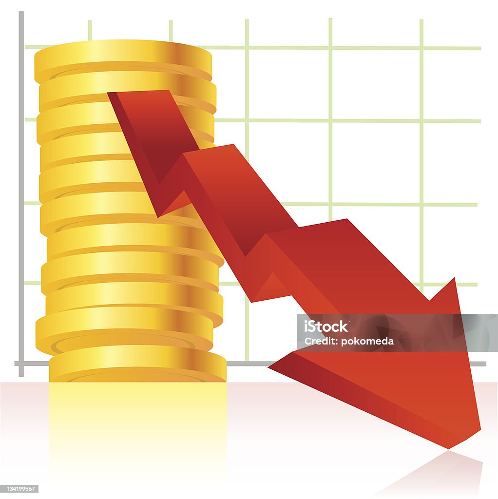 Gráfico de movimiento hacia abajo - arte vectorial de Ahorros libre de derechos