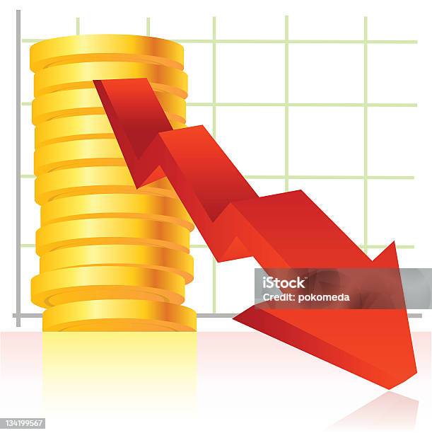 Ilustración de Gráfico De Movimiento Hacia Abajo y más Vectores Libres de Derechos de Ahorros - Ahorros, Aspiraciones, Bancarrota